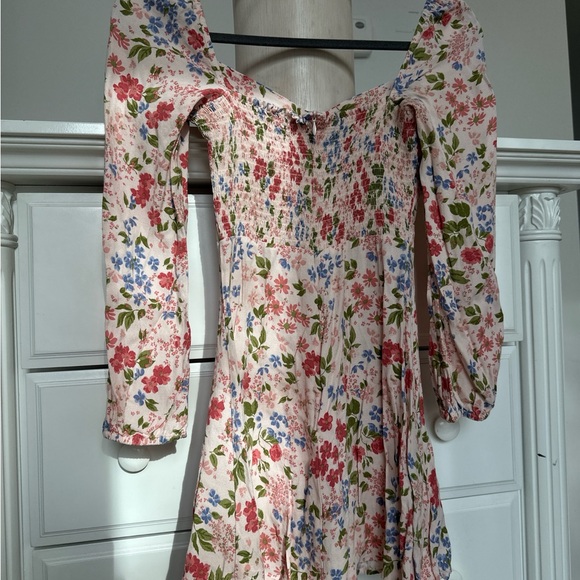 Reformation Pink Floral Square-Neck Mini Dress - Picture 9 of 11